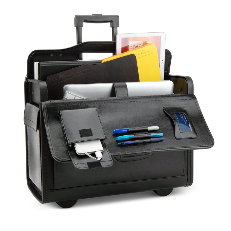 Nextech Briefcases Black Nextech Rolling Leather Catalogue Case