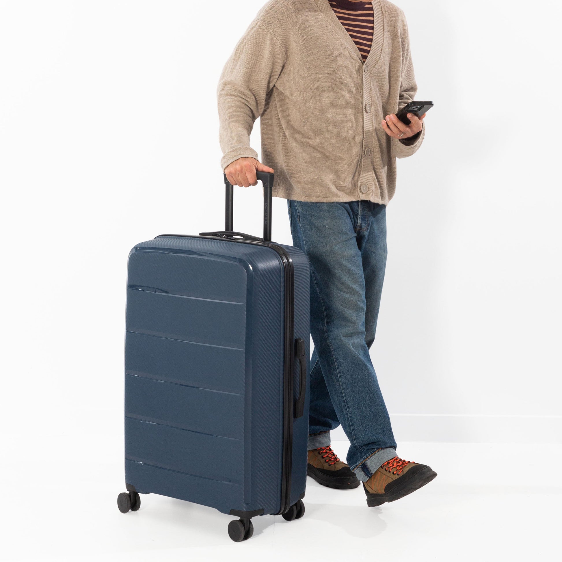 Premier Luggage Navy Premier Porter Hardside Large Checked Luggage