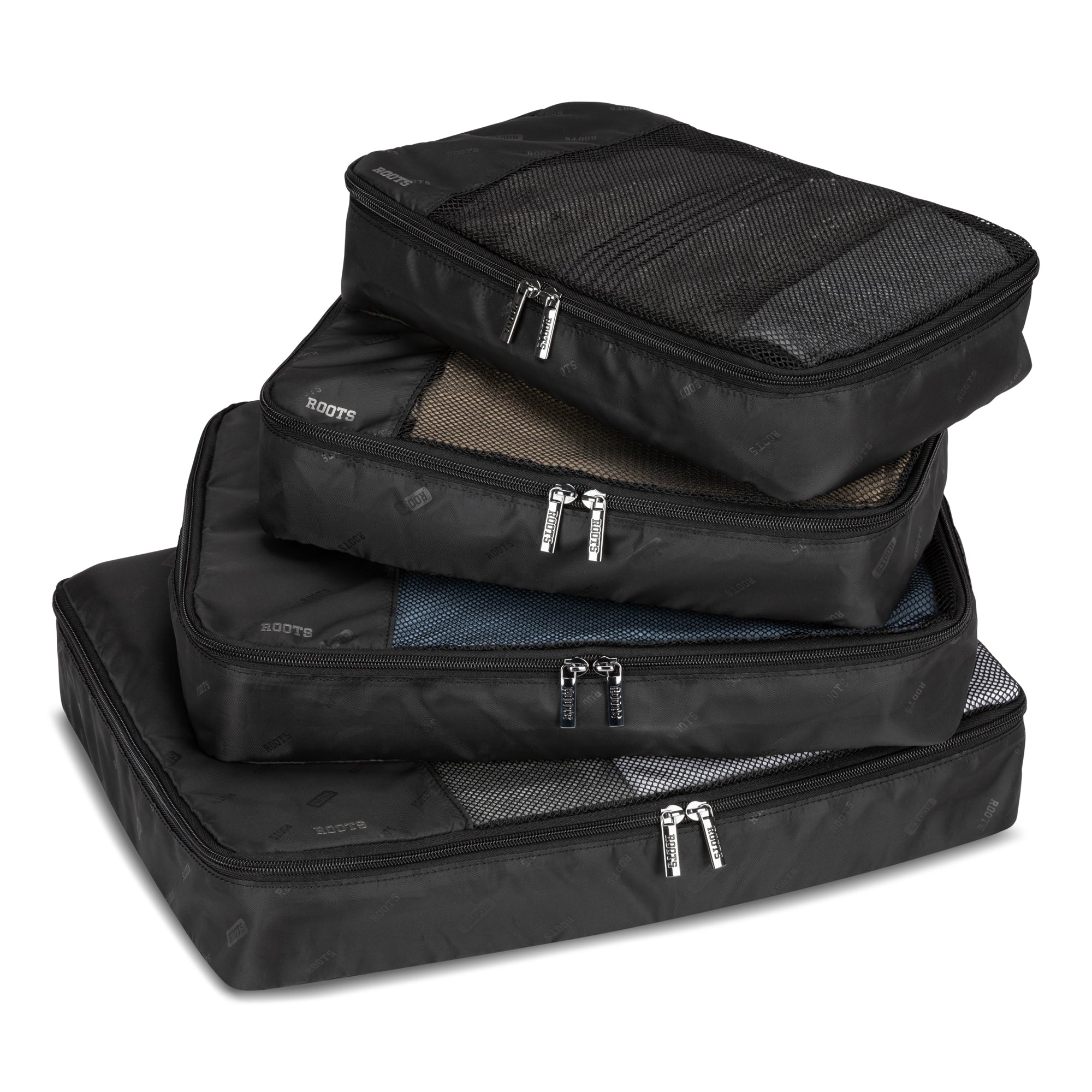Roots Travel Accessories Black Roots Travel Set of 3 Packing Cubes