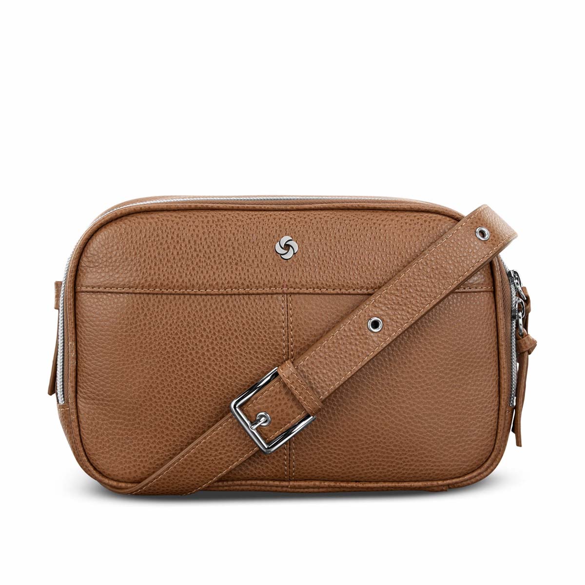 Samsonite Cross-Body Bag Cognac Samsonite Mobile Solution 2 Leather RFID Crossbody
