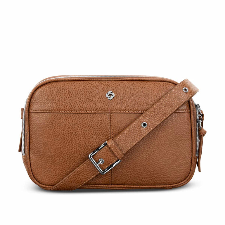 Samsonite Cross-Body Bag Cognac Samsonite Mobile Solution 2 Leather RFID Crossbody