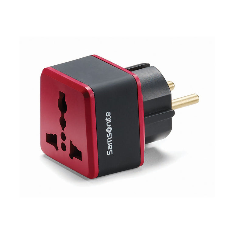 Samsonite Travel Accessories Black/Red Samsonite Grounded Adapter Plug (Europe/Mid East) - Black/Red