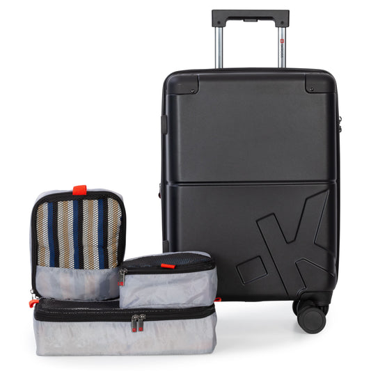 SKROSS Luggage Black Skross Studio K 20” Hardside Carry-On Luggage with 3 Packing Cubes
