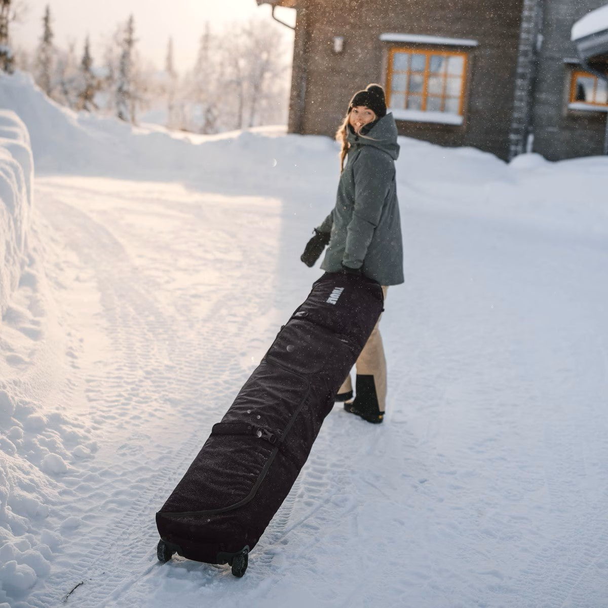 Thule Ski Bag Deep Khaki Thule RoundTrip Ski Roller Bag 175cm - Deep Khaki