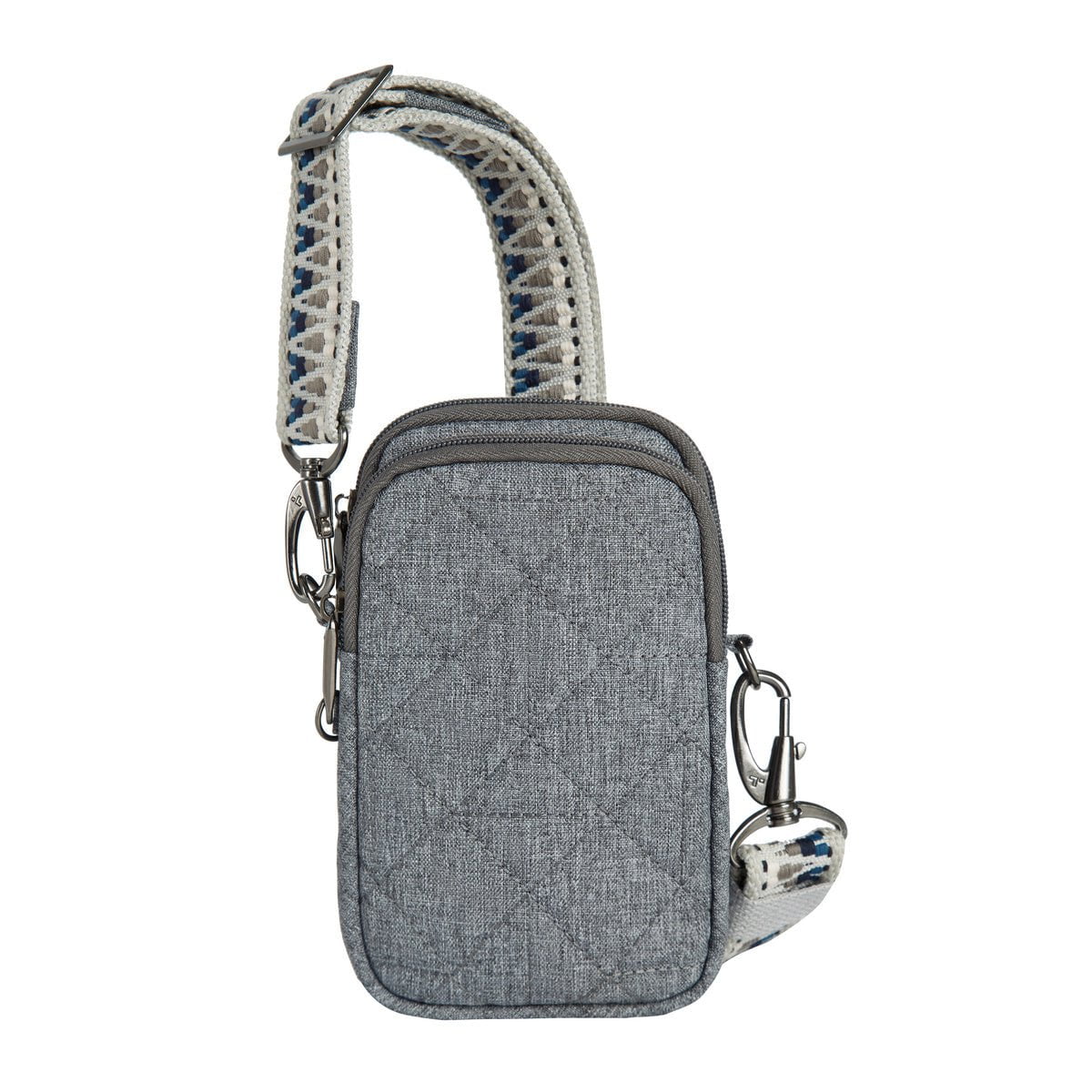 Travelon Cross-Body Bag Geo Gray Heather Travelon Anti-Theft Boho 2 Compartment Phone Crossbody - Geo Gray Heather