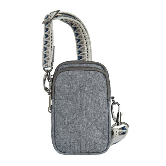 Travelon Cross-Body Bag Geo Gray Heather Travelon Anti-Theft Boho 2 Compartment Phone Crossbody - Geo Gray Heather
