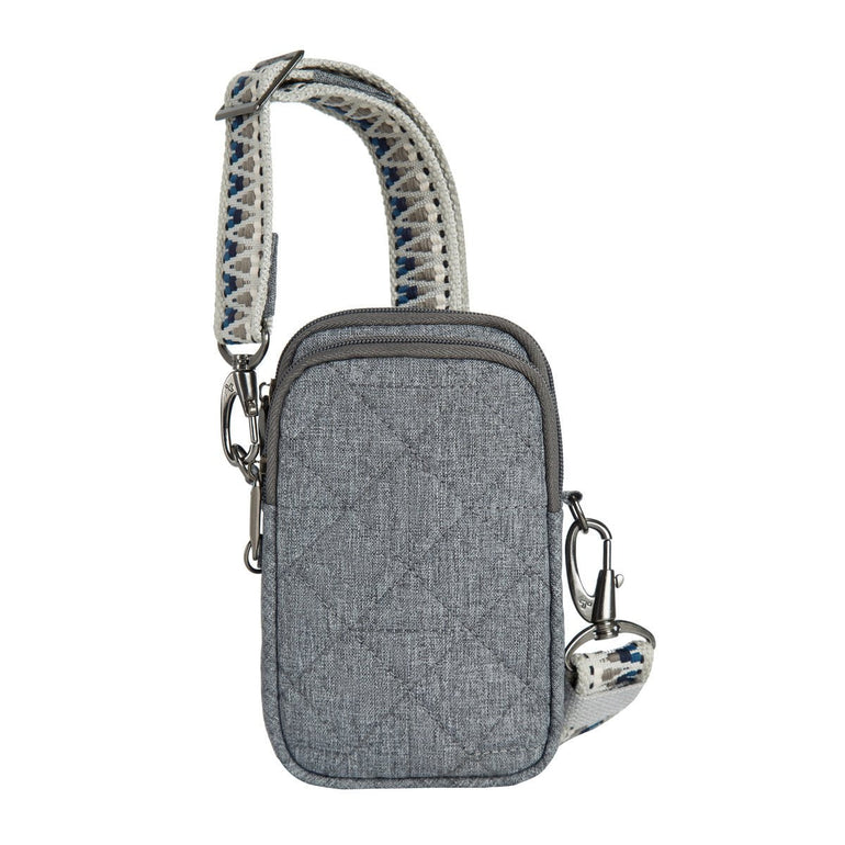 Travelon Cross-Body Bag Geo Gray Heather Travelon Anti-Theft Boho 2 Compartment Phone Crossbody - Geo Gray Heather
