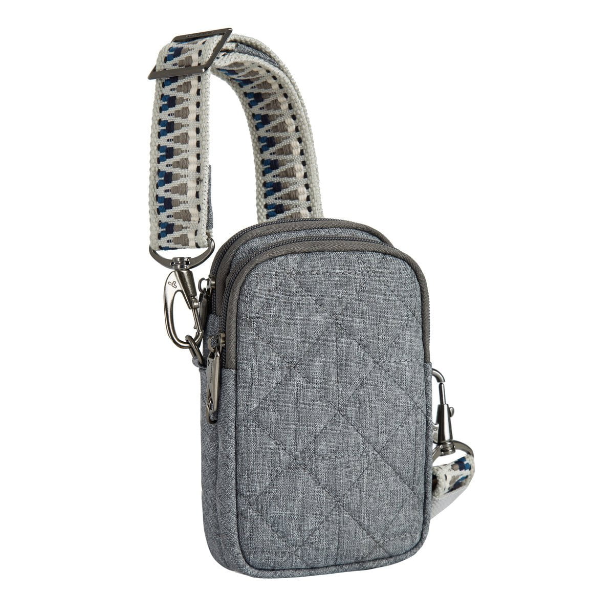 Travelon Cross-Body Bag Geo Gray Heather Travelon Anti-Theft Boho 2 Compartment Phone Crossbody - Geo Gray Heather