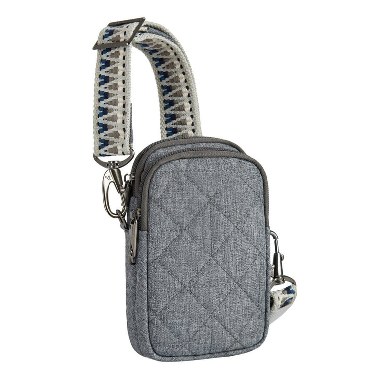 Travelon Cross-Body Bag Geo Gray Heather Travelon Anti-Theft Boho 2 Compartment Phone Crossbody - Geo Gray Heather