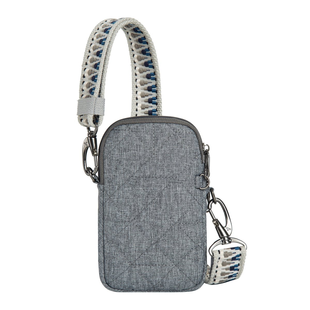 Travelon Cross-Body Bag Geo Gray Heather Travelon Anti-Theft Boho 2 Compartment Phone Crossbody - Geo Gray Heather