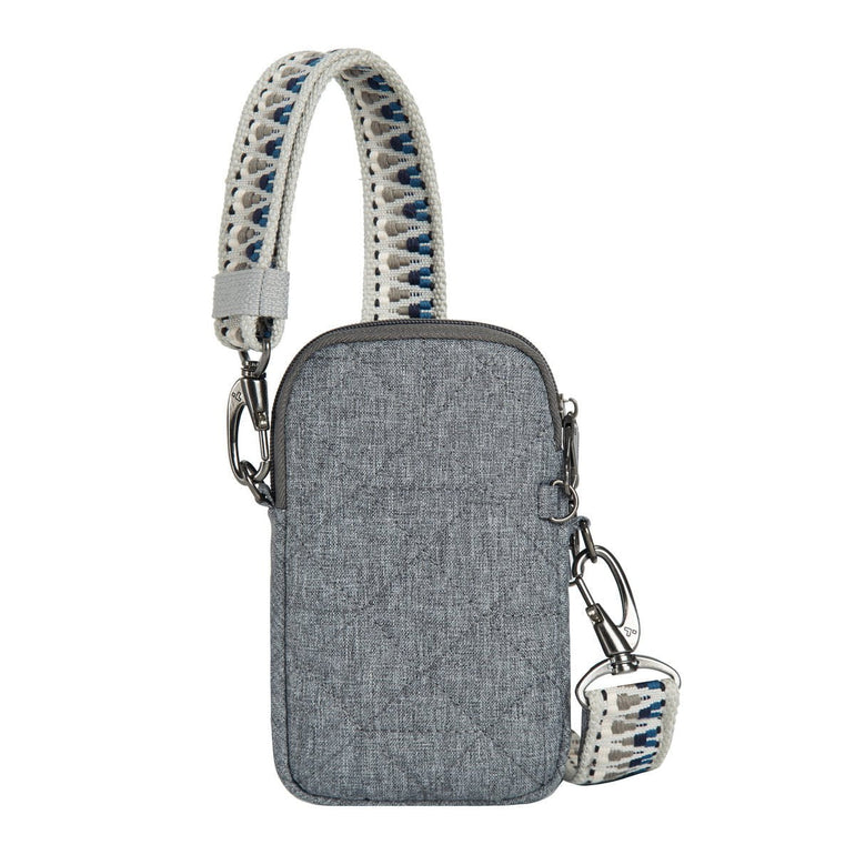 Travelon Cross-Body Bag Geo Gray Heather Travelon Anti-Theft Boho 2 Compartment Phone Crossbody - Geo Gray Heather