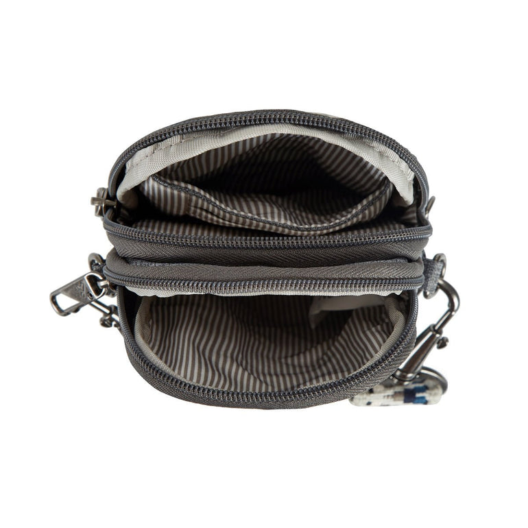 Travelon Cross-Body Bag Geo Gray Heather Travelon Anti-Theft Boho 2 Compartment Phone Crossbody - Geo Gray Heather
