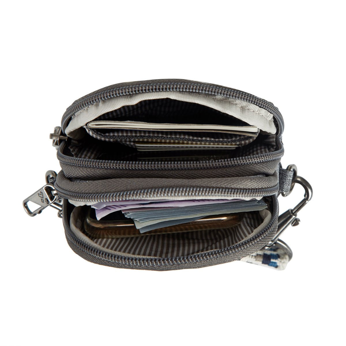 Travelon Cross-Body Bag Geo Gray Heather Travelon Anti-Theft Boho 2 Compartment Phone Crossbody - Geo Gray Heather
