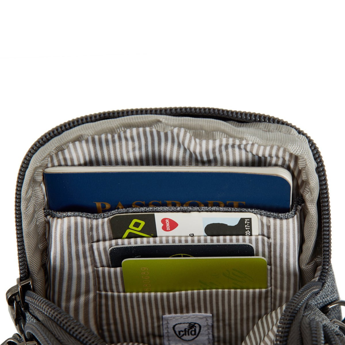 Travelon Cross-Body Bag Geo Gray Heather Travelon Anti-Theft Boho 2 Compartment Phone Crossbody - Geo Gray Heather