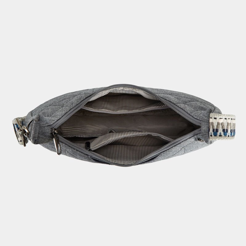 Travelon Cross-Body Bag Geo Gray Heather Travelon Anti-Theft Boho Slouchy Crossbody - Geo Gray Heather