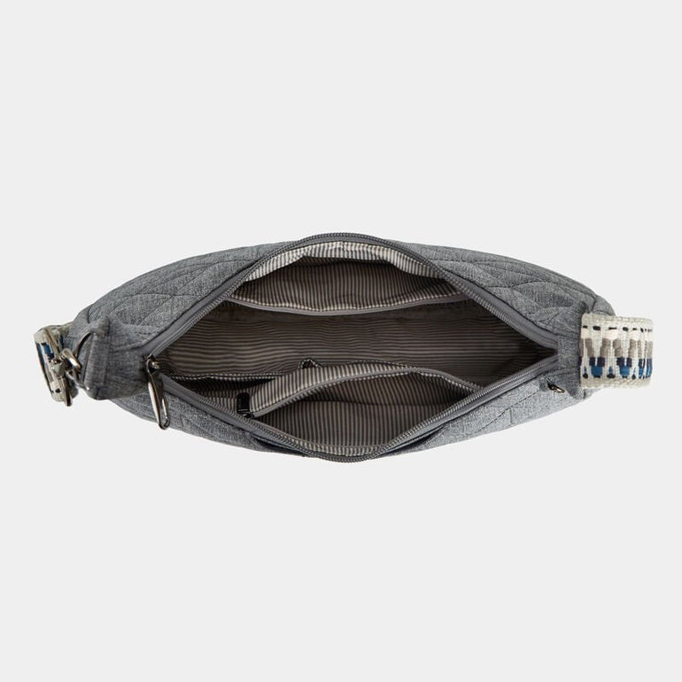 Travelon Cross-Body Bag Geo Gray Heather Travelon Anti-Theft Boho Slouchy Crossbody - Geo Gray Heather