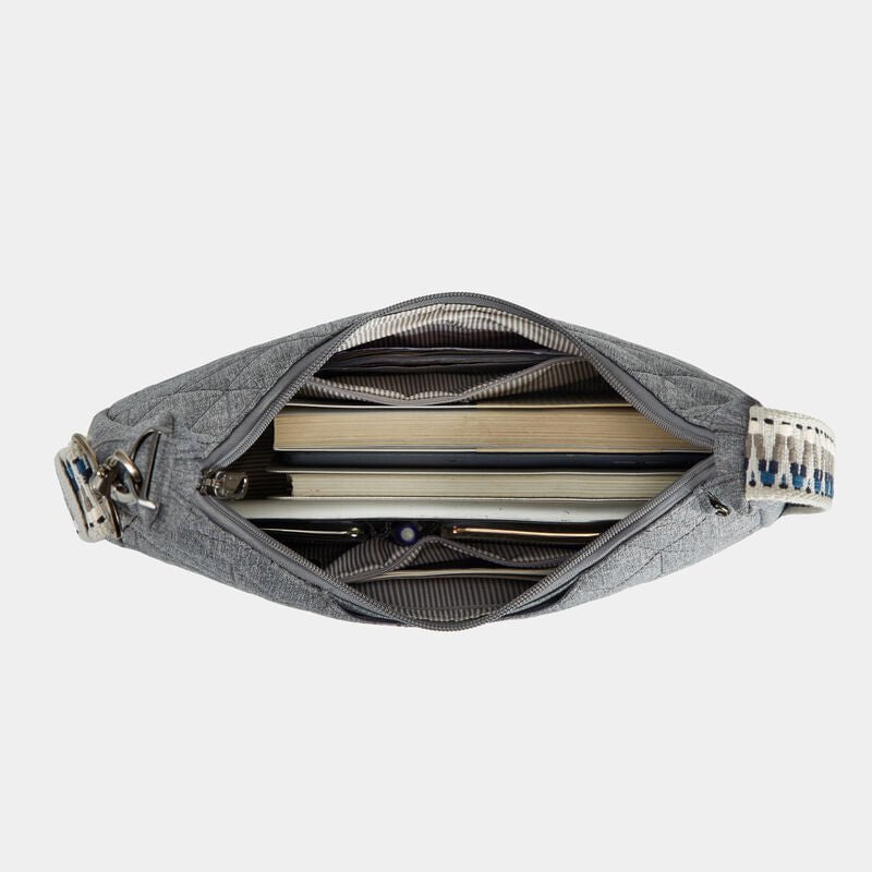 Travelon Cross-Body Bag Geo Gray Heather Travelon Anti-Theft Boho Slouchy Crossbody - Geo Gray Heather