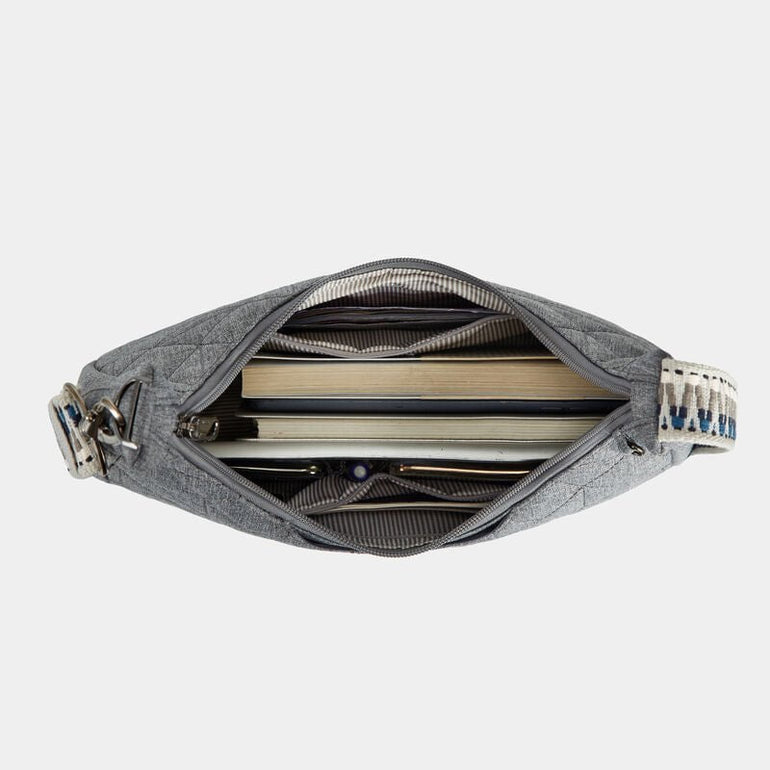 Travelon Cross-Body Bag Geo Gray Heather Travelon Anti-Theft Boho Slouchy Crossbody - Geo Gray Heather