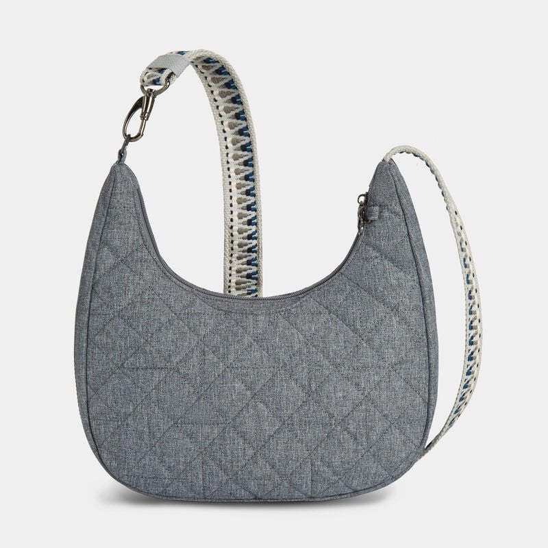 Travelon Cross-Body Bag Geo Gray Heather Travelon Anti-Theft Boho Slouchy Crossbody - Geo Gray Heather
