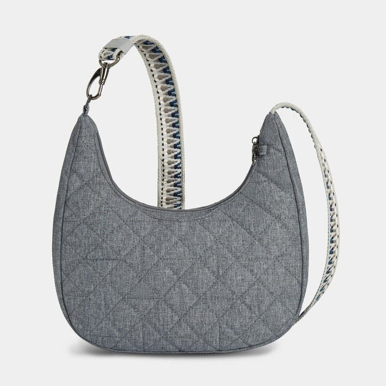 Travelon Cross-Body Bag Geo Gray Heather Travelon Anti-Theft Boho Slouchy Crossbody - Geo Gray Heather