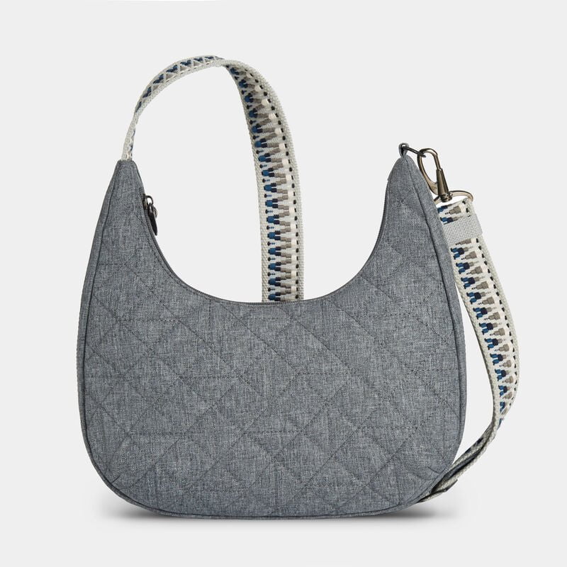 Travelon Cross-Body Bag Geo Gray Heather Travelon Anti-Theft Boho Slouchy Crossbody - Geo Gray Heather