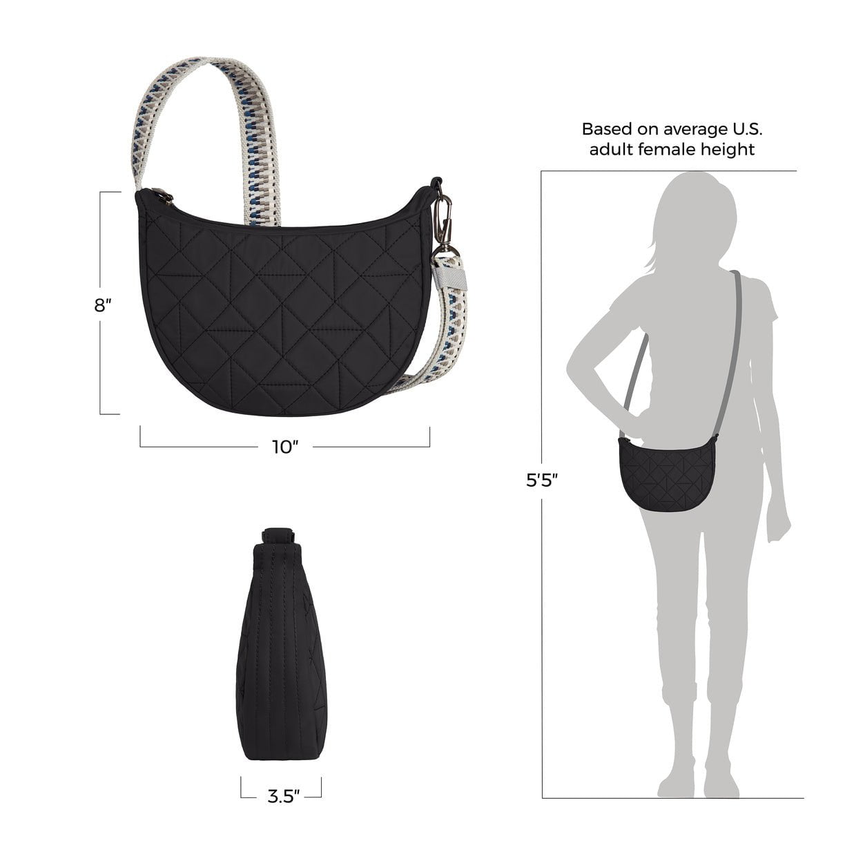 Travelon Cross-Body Bag Travelon Anti-Theft Boho Crescent Crossbody