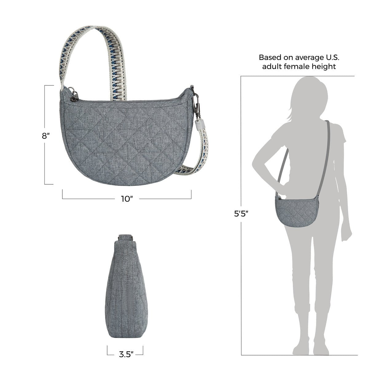 Travelon Cross-Body Bag Travelon Anti-Theft Boho Crescent Crossbody