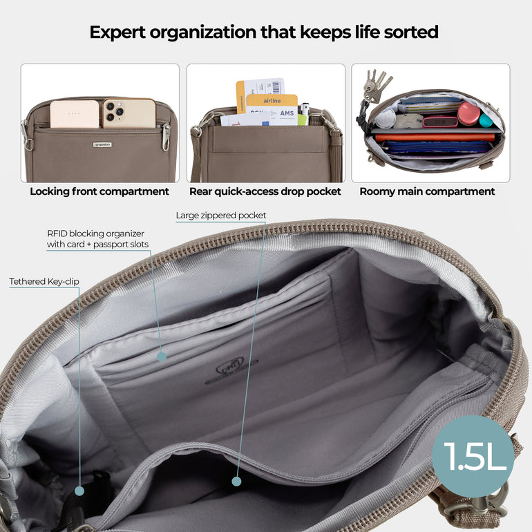 Travelon Cross-Body Bag Travelon Anti-Theft Classic Convertible Crossbody & Waist Pack