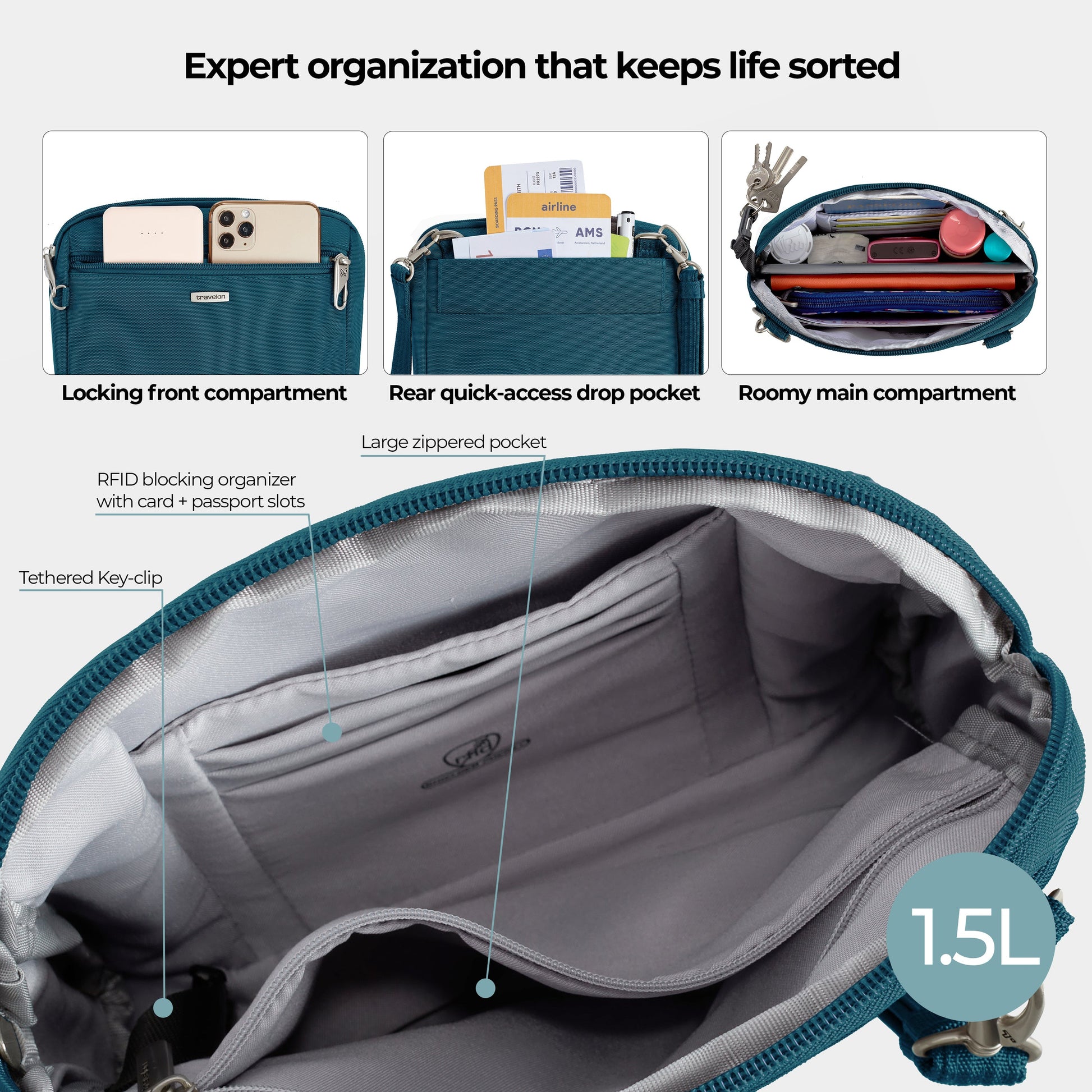 Travelon Cross-Body Bag Travelon Anti-Theft Classic Convertible Crossbody & Waist Pack