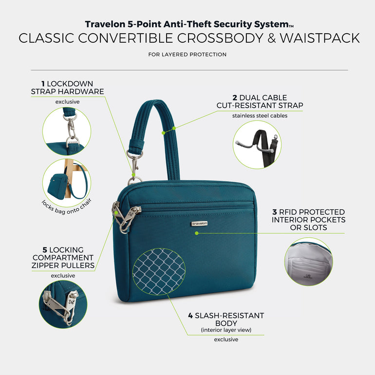Travelon Cross-Body Bag Travelon Anti-Theft Classic Convertible Crossbody & Waist Pack