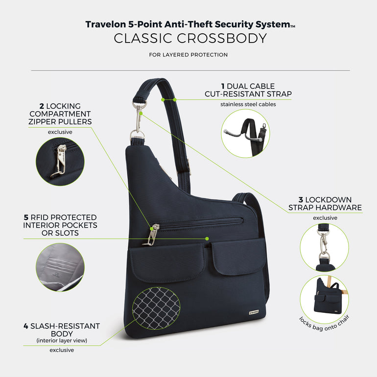 Travelon Cross-Body Bag Travelon Anti-Theft Classic Crossbody Bag (RFID Blocking)
