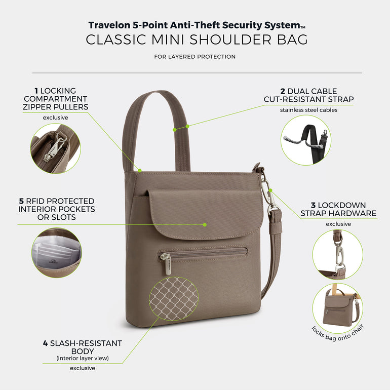 Travelon Cross-Body Bag Travelon Anti-Theft Classic Mini Shoulder Bag