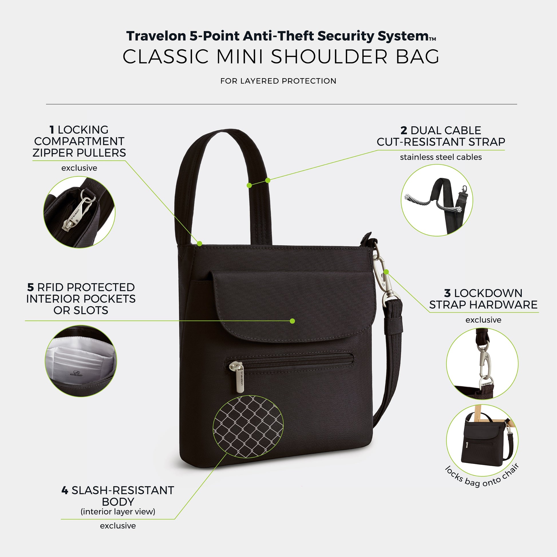 Travelon Cross-Body Bag Travelon Anti-Theft Classic Mini Shoulder Bag