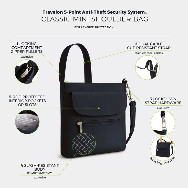 Travelon Cross-Body Bag Travelon Anti-Theft Classic Mini Shoulder Bag