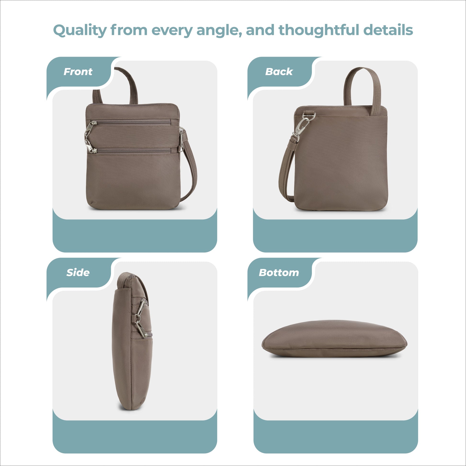 Travelon Cross-Body Bag Travelon Anti-Theft Classic Slim Double Zip Crossbody
