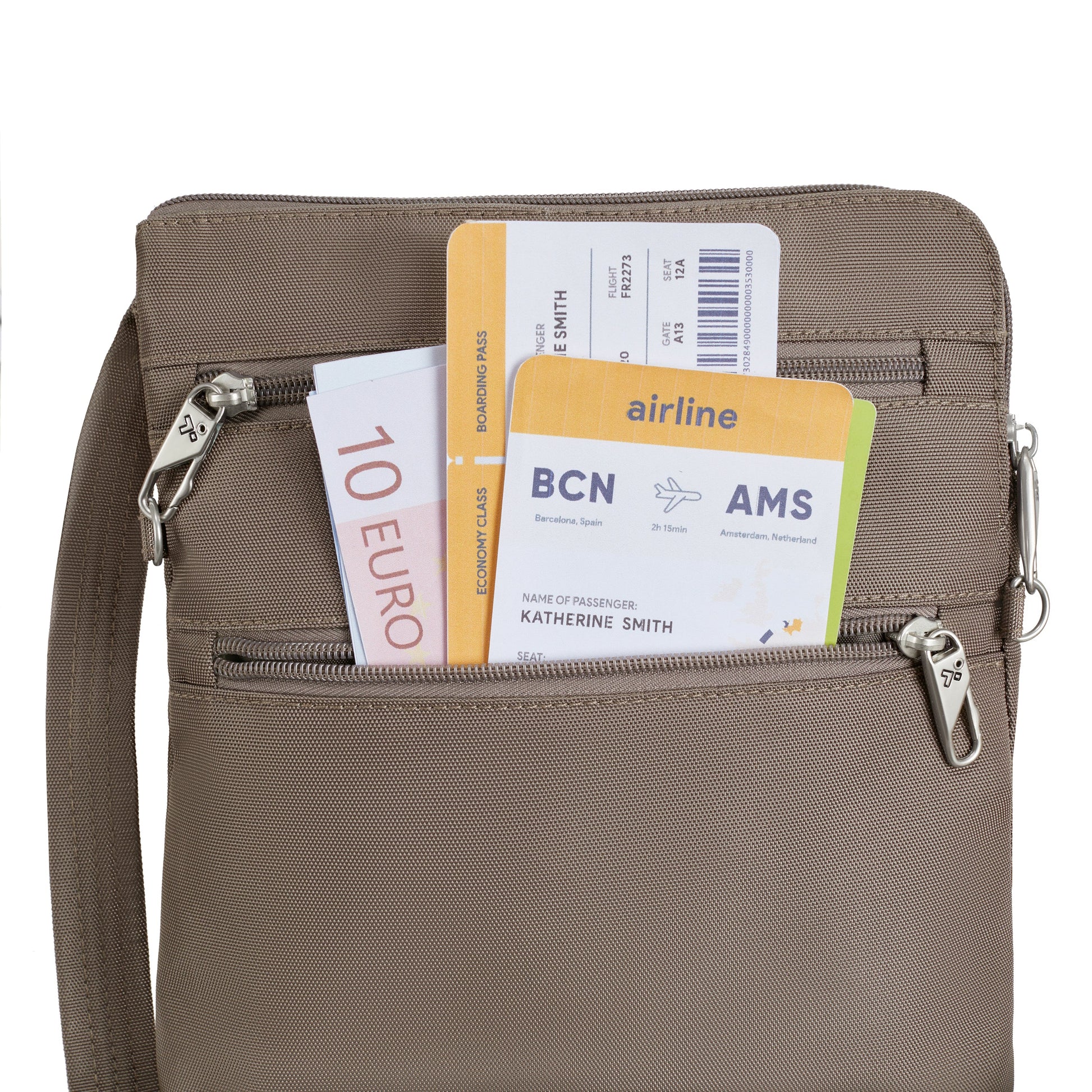 Travelon Cross-Body Bag Travelon Anti-Theft Classic Slim Double Zip Crossbody