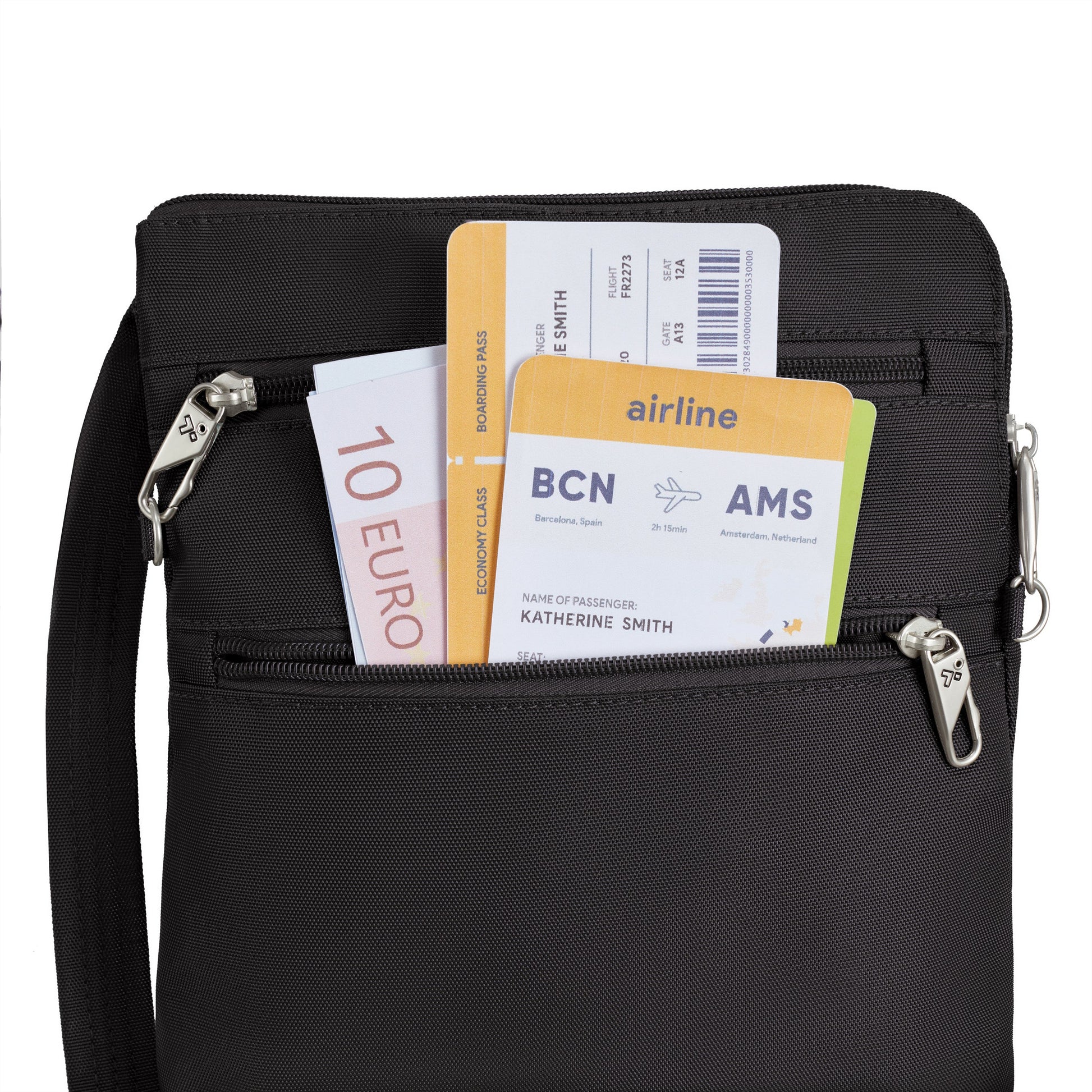 Travelon Cross-Body Bag Travelon Anti-Theft Classic Slim Double Zip Crossbody