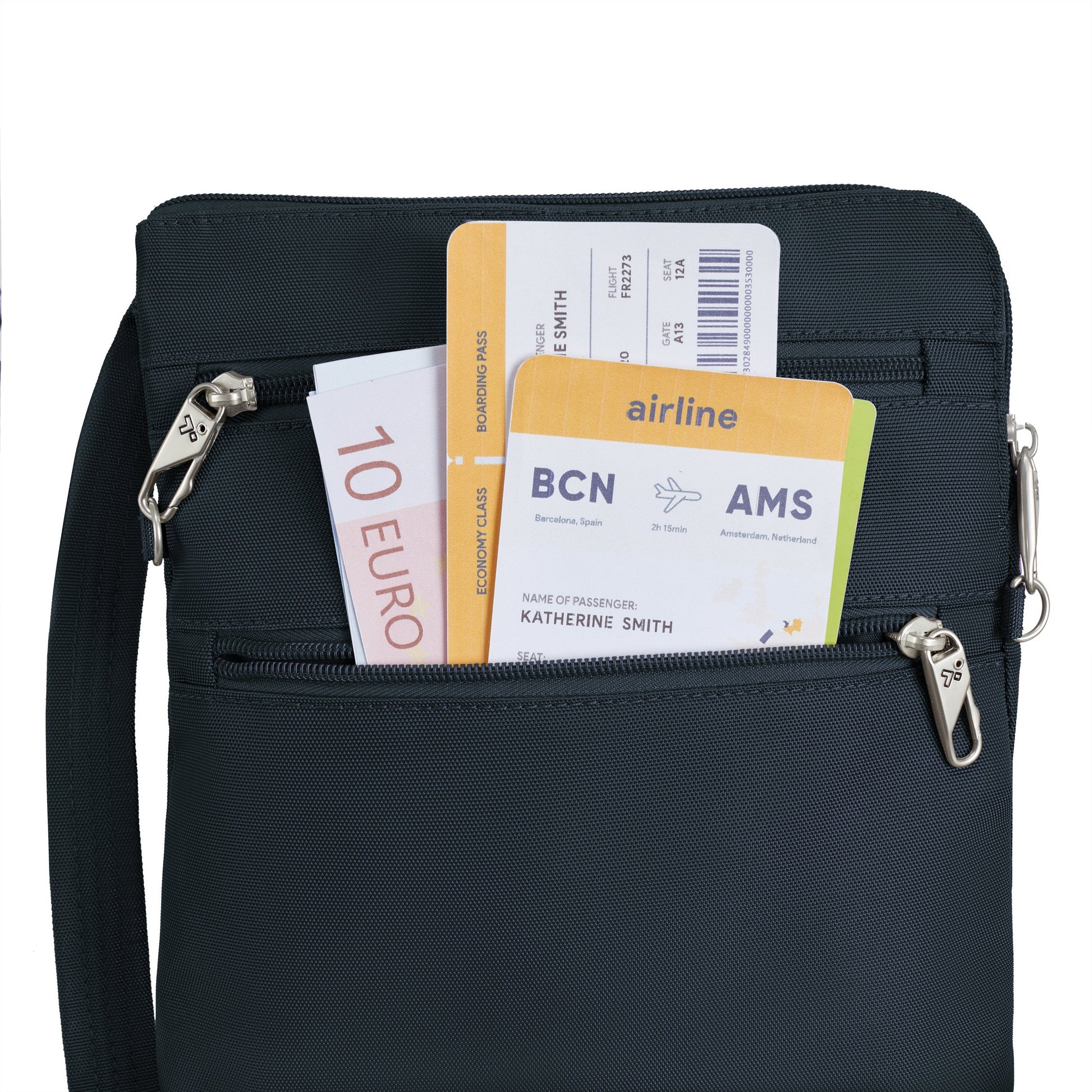 Travelon Cross-Body Bag Travelon Anti-Theft Classic Slim Double Zip Crossbody