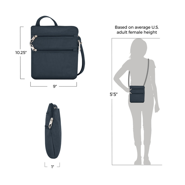 Travelon Cross-Body Bag Travelon Anti-Theft Classic Slim Double Zip Crossbody