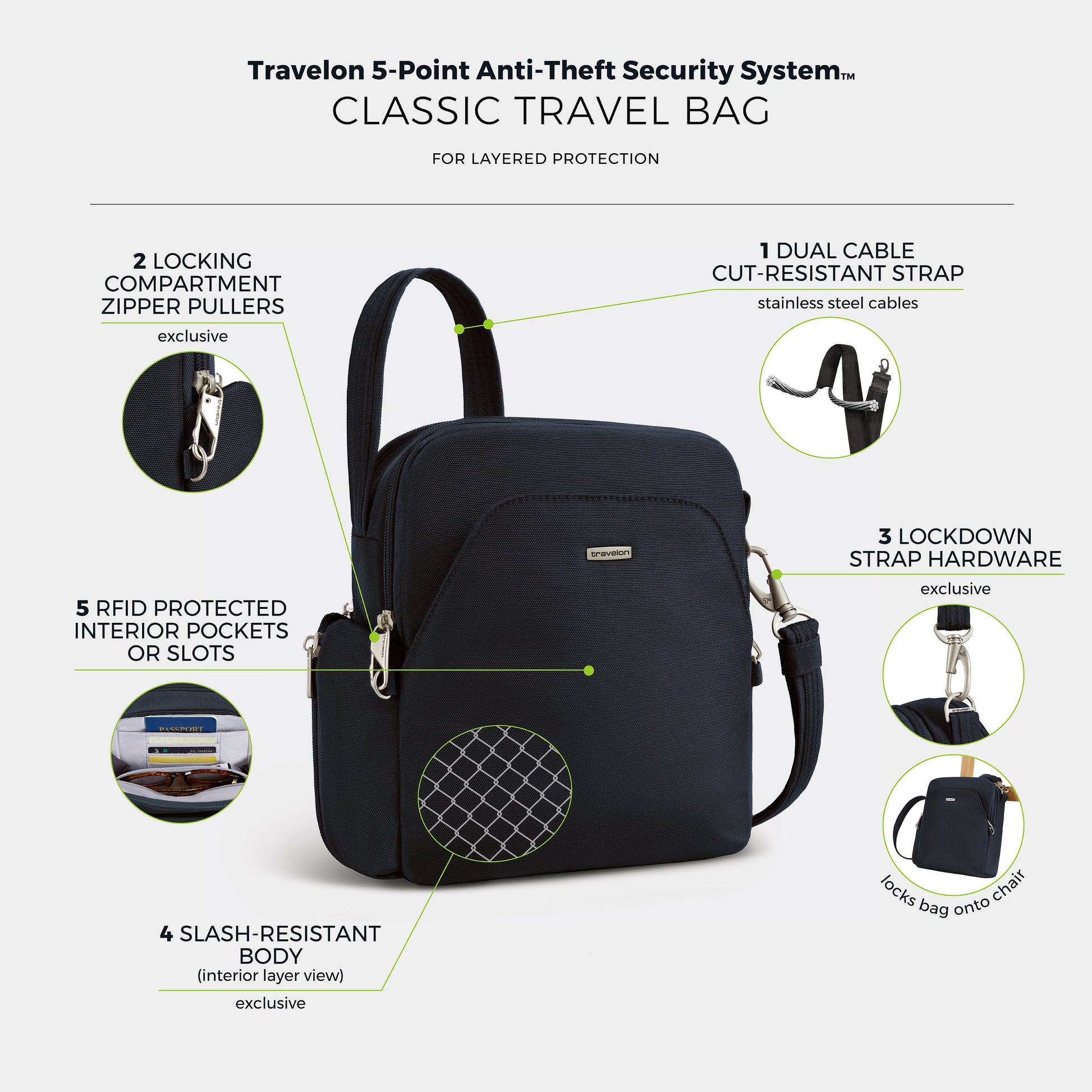 Travelon Cross-Body Bag Travelon Anti-Theft Classic Travel Bag