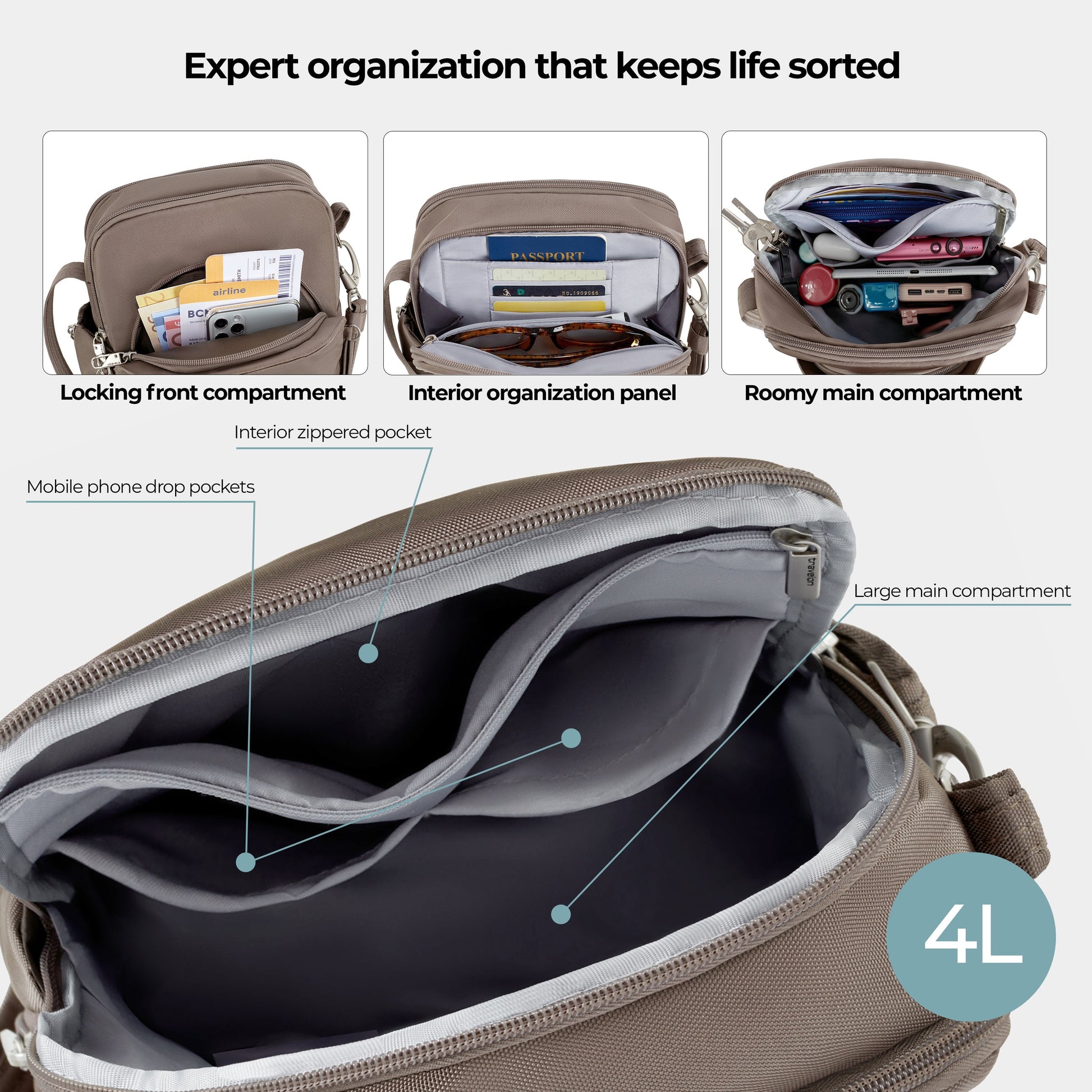 Travelon Cross-Body Bag Travelon Anti-Theft Classic Travel Bag