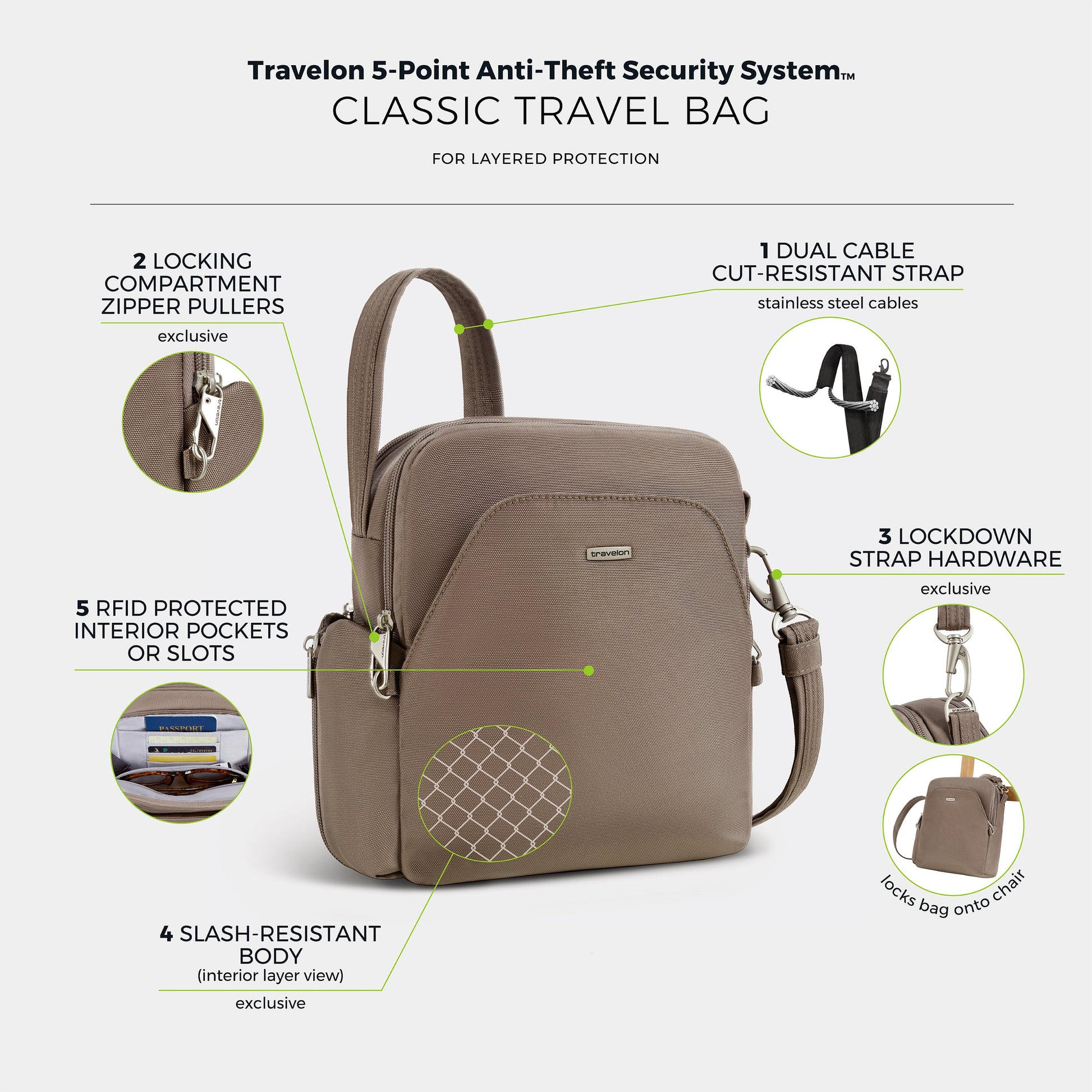 Travelon Cross-Body Bag Travelon Anti-Theft Classic Travel Bag