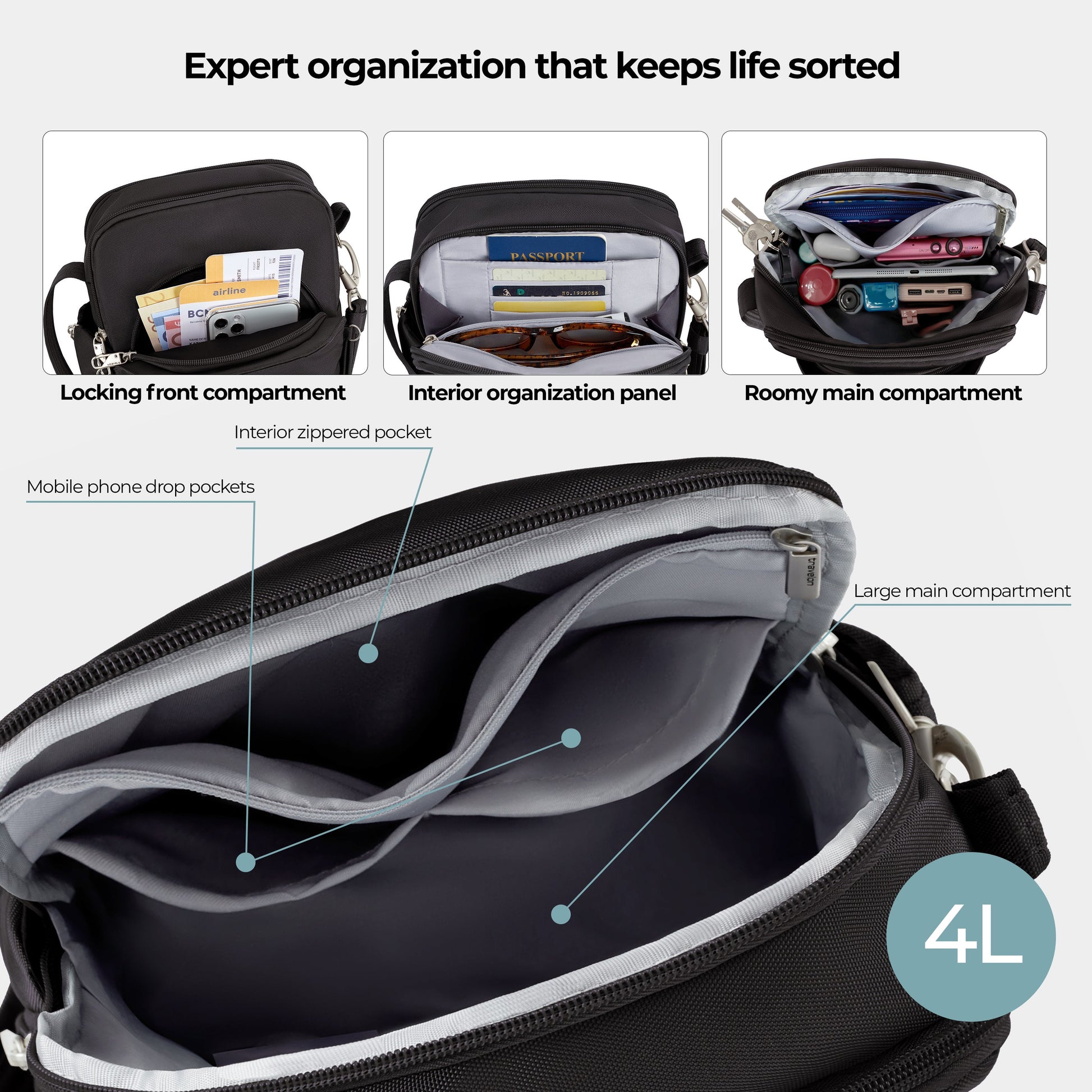 Travelon Cross-Body Bag Travelon Anti-Theft Classic Travel Bag