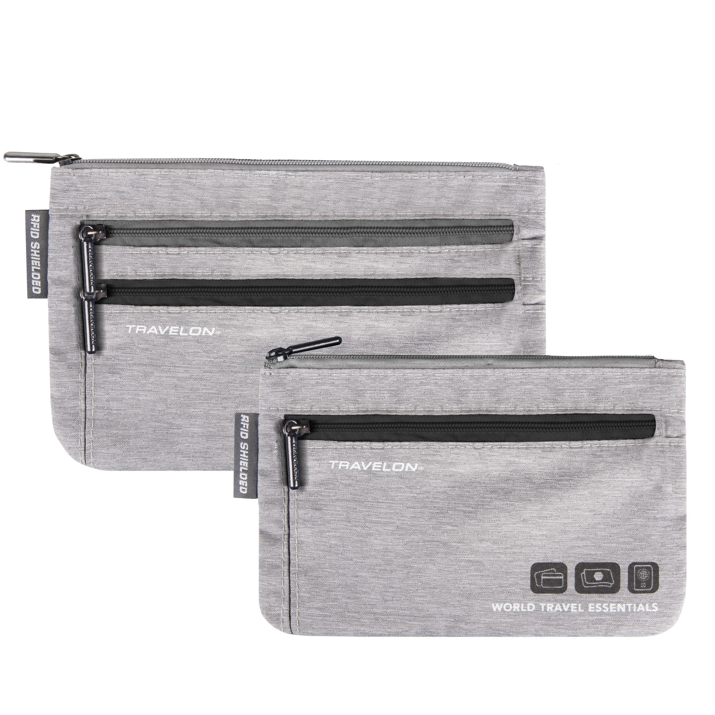 Travelon Passport Case Gray Heather Travelon World Travel Essentials Set of 2 Currency & Passport Organizers