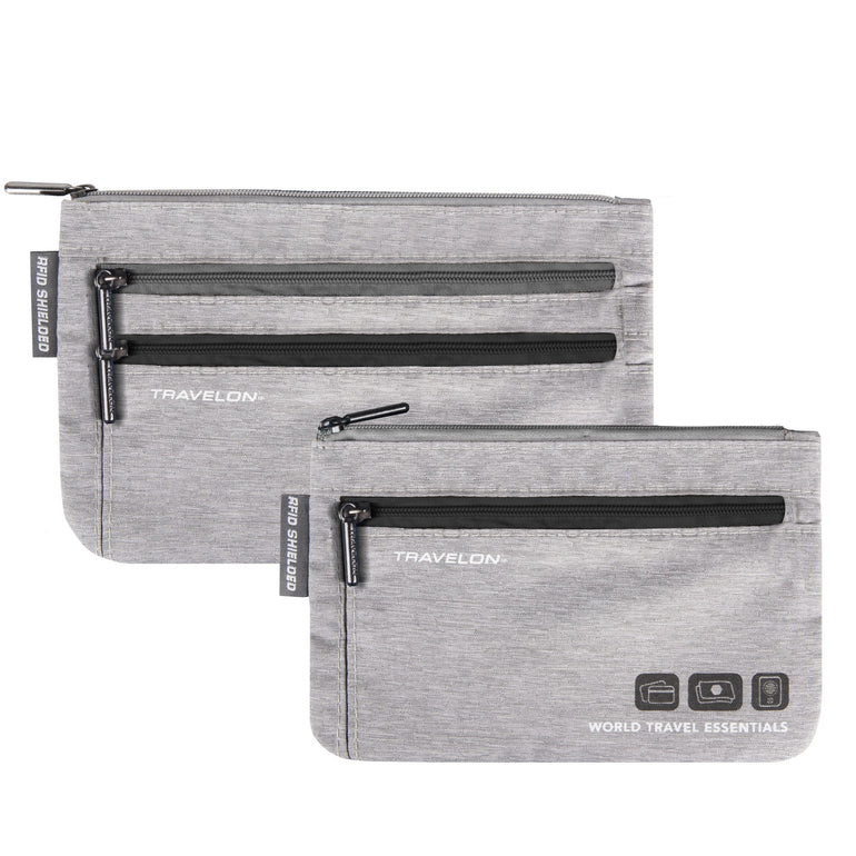 Travelon Passport Case Gray Heather Travelon World Travel Essentials Set of 2 Currency & Passport Organizers