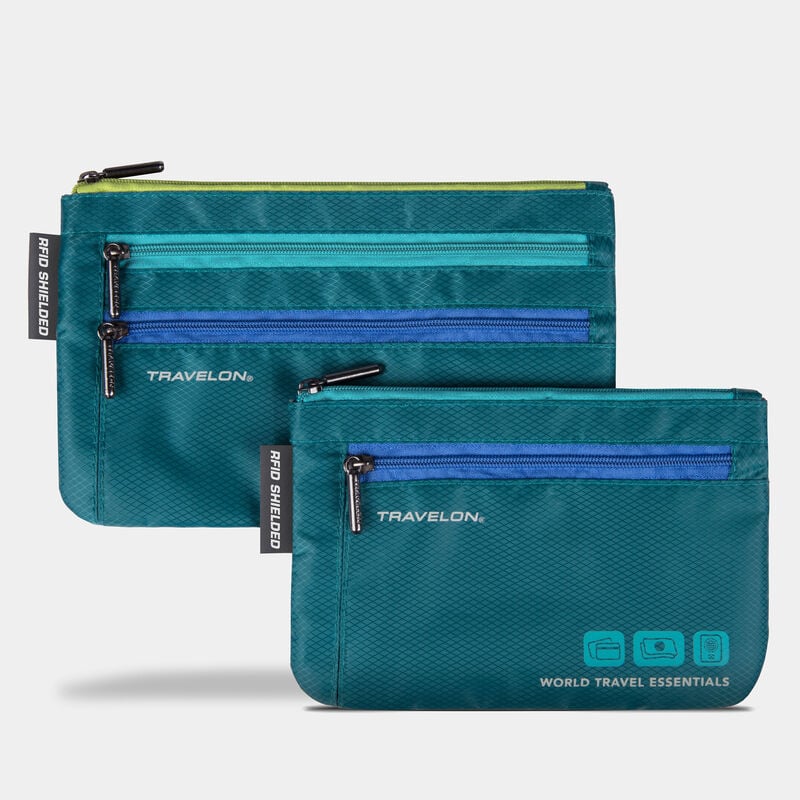 Travelon Passport Case Peacock Teal Travelon World Travel Essentials Set of 2 Currency & Passport Organizers