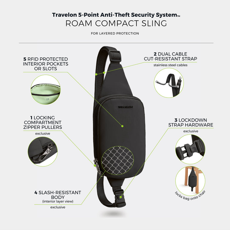 Travelon Sling Bag Travelon Roam Anti-Theft Compact Sling