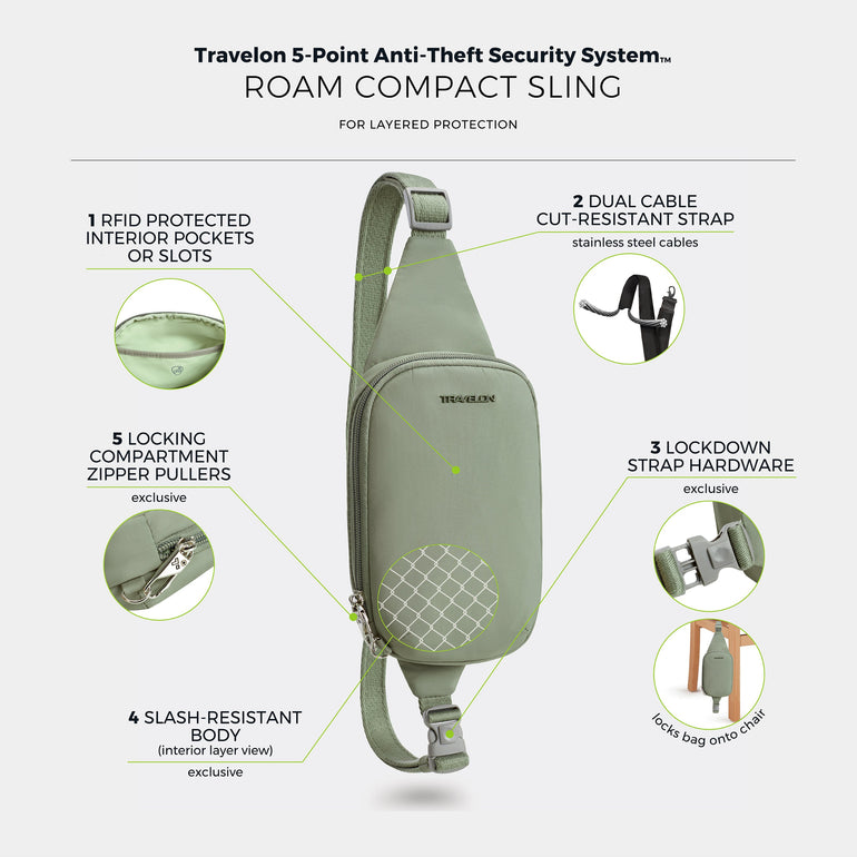 Travelon Sling Bag Travelon Roam Anti-Theft Compact Sling