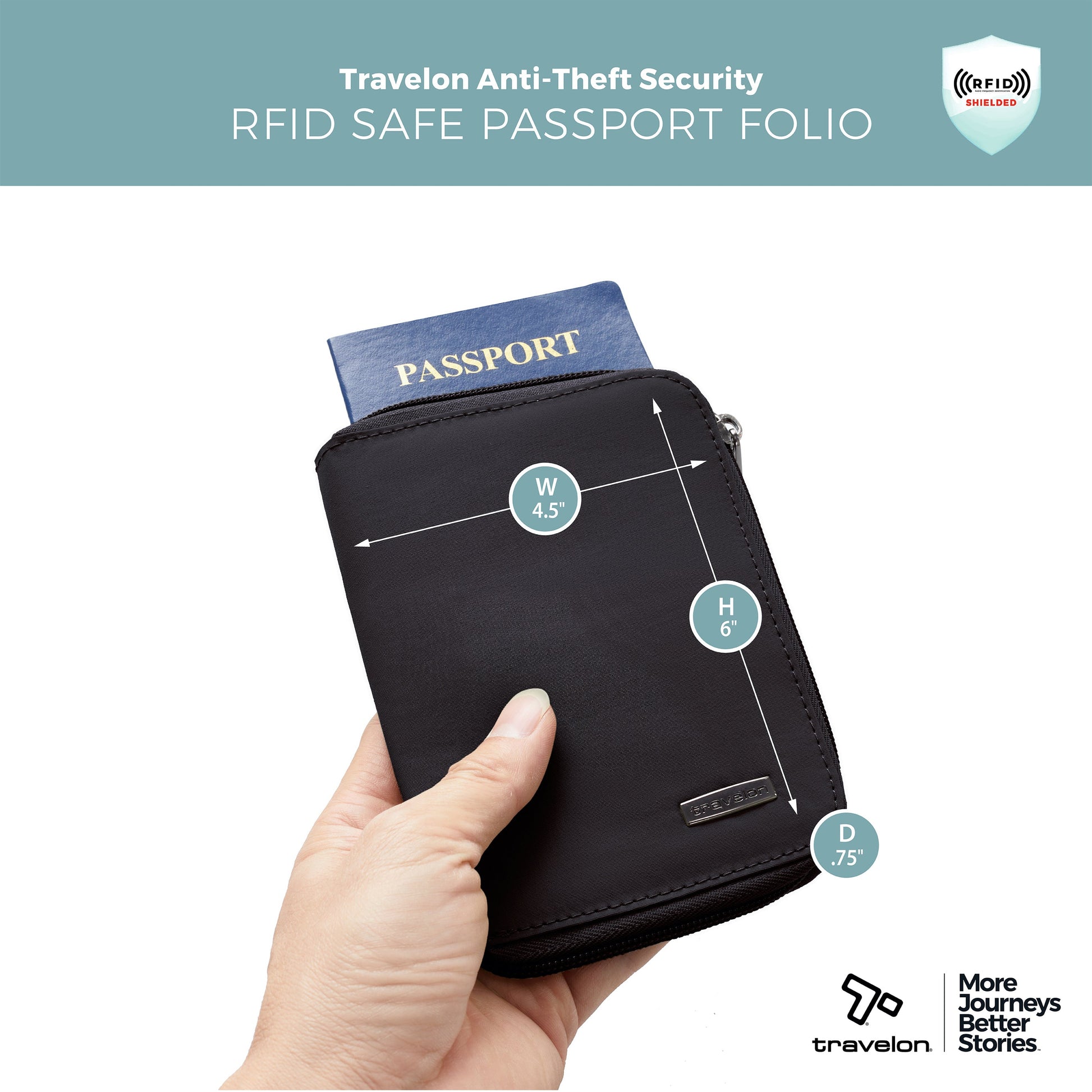 Travelon Wallets Travelon RFID Blocking Passport Zip Wallet