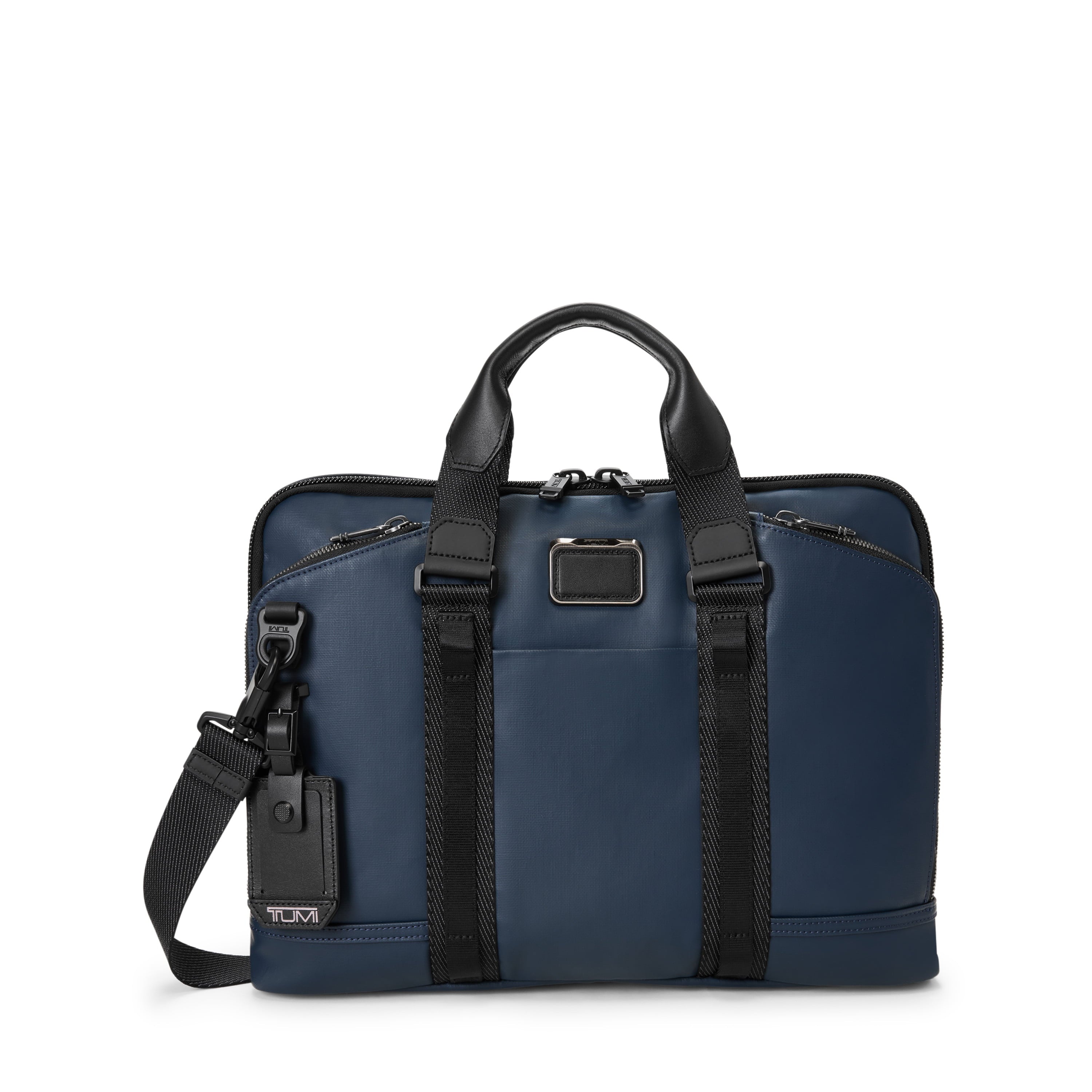 Tumi Briefcases Navy Coated Canvas Tumi Alpha Bravo Academy Brief